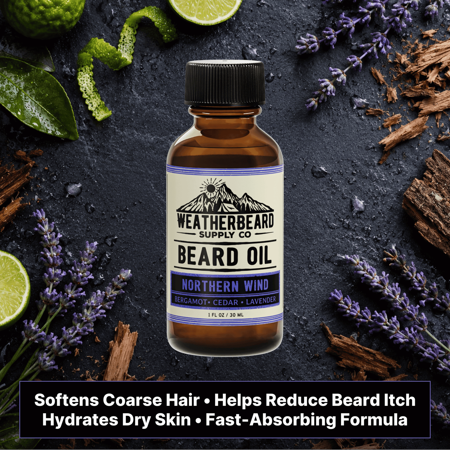 Northern Wind Beard Oil - Bergamot, Cedar, Lavender
