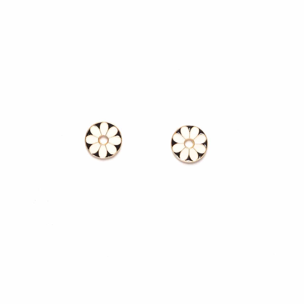 Flower Power Stud Earrings in White & Black