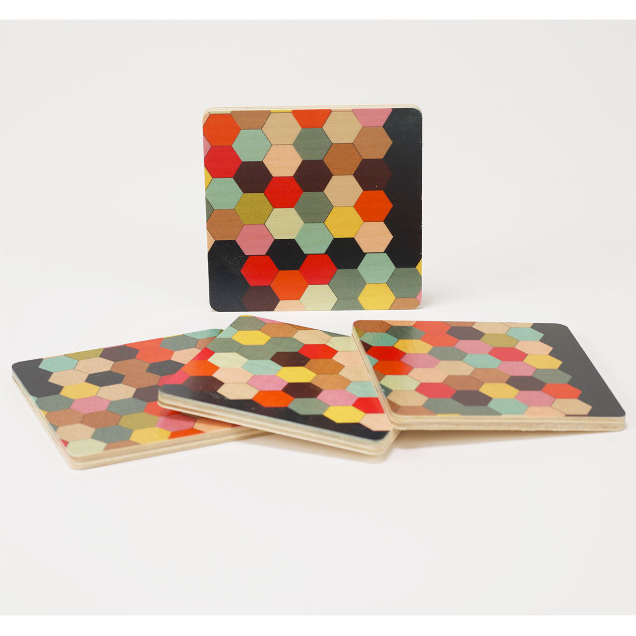 honeycomb coasters, set of four