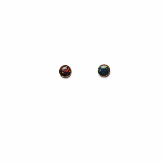 XL Black Opal Stud Earrings