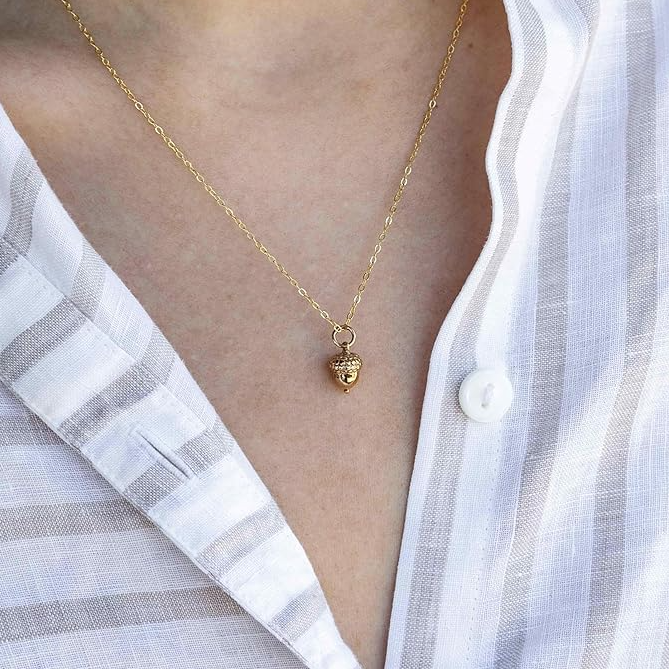 Acorn Charm- Dainty 14k Gold Filled Jewelry
