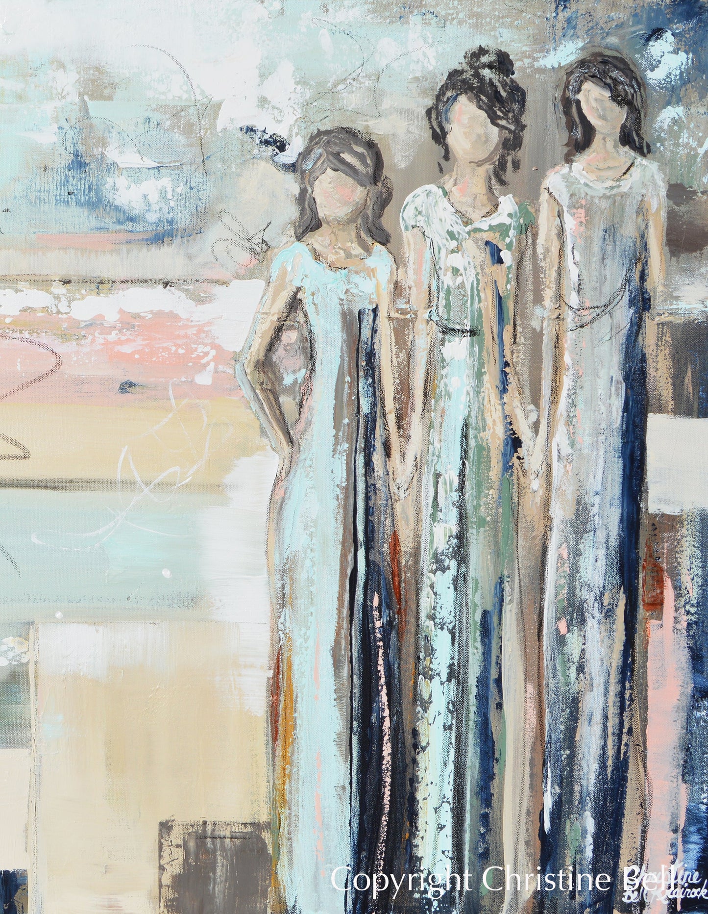 "Sisterhood II" GICLEE PRINT Art Abstract Painting Figurative Strong Women Courage Canvas Wall Art