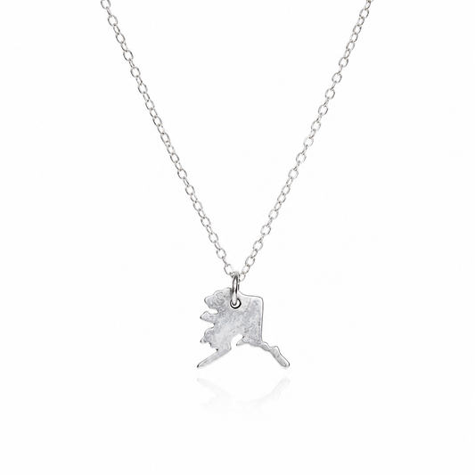 Tiny Alaska Necklace | Sterling Silver Alaska Charm Necklace