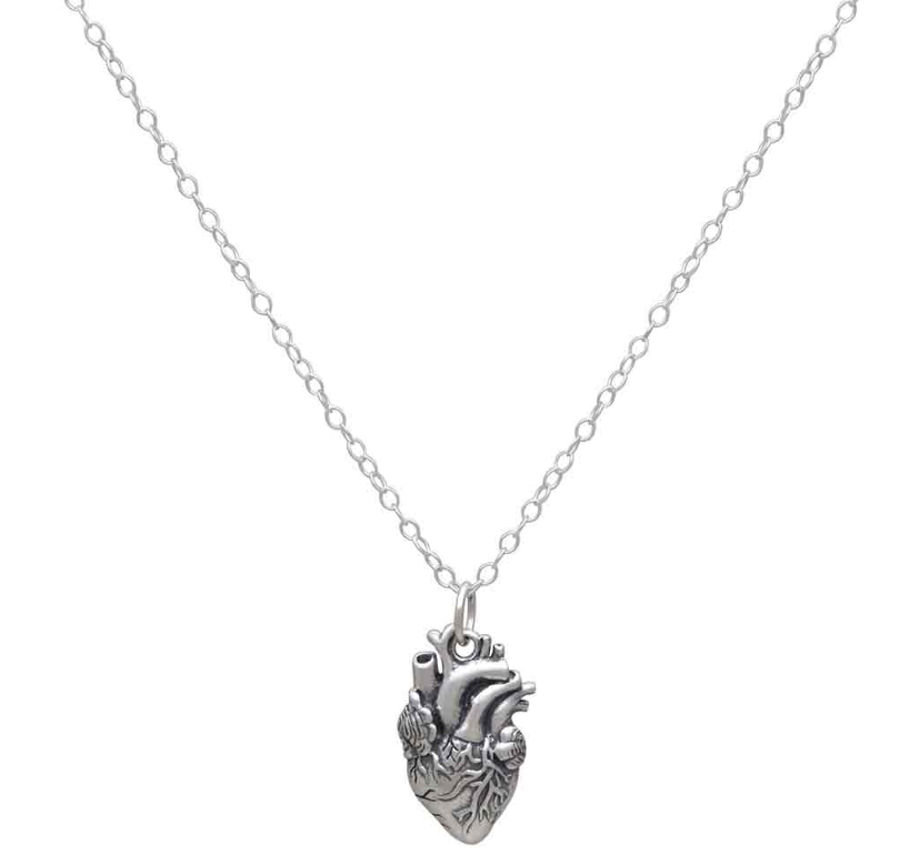 Sterling Silver Anatomical Heart Necklace