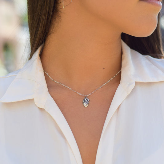 Sterling Silver Anatomical Heart Necklace