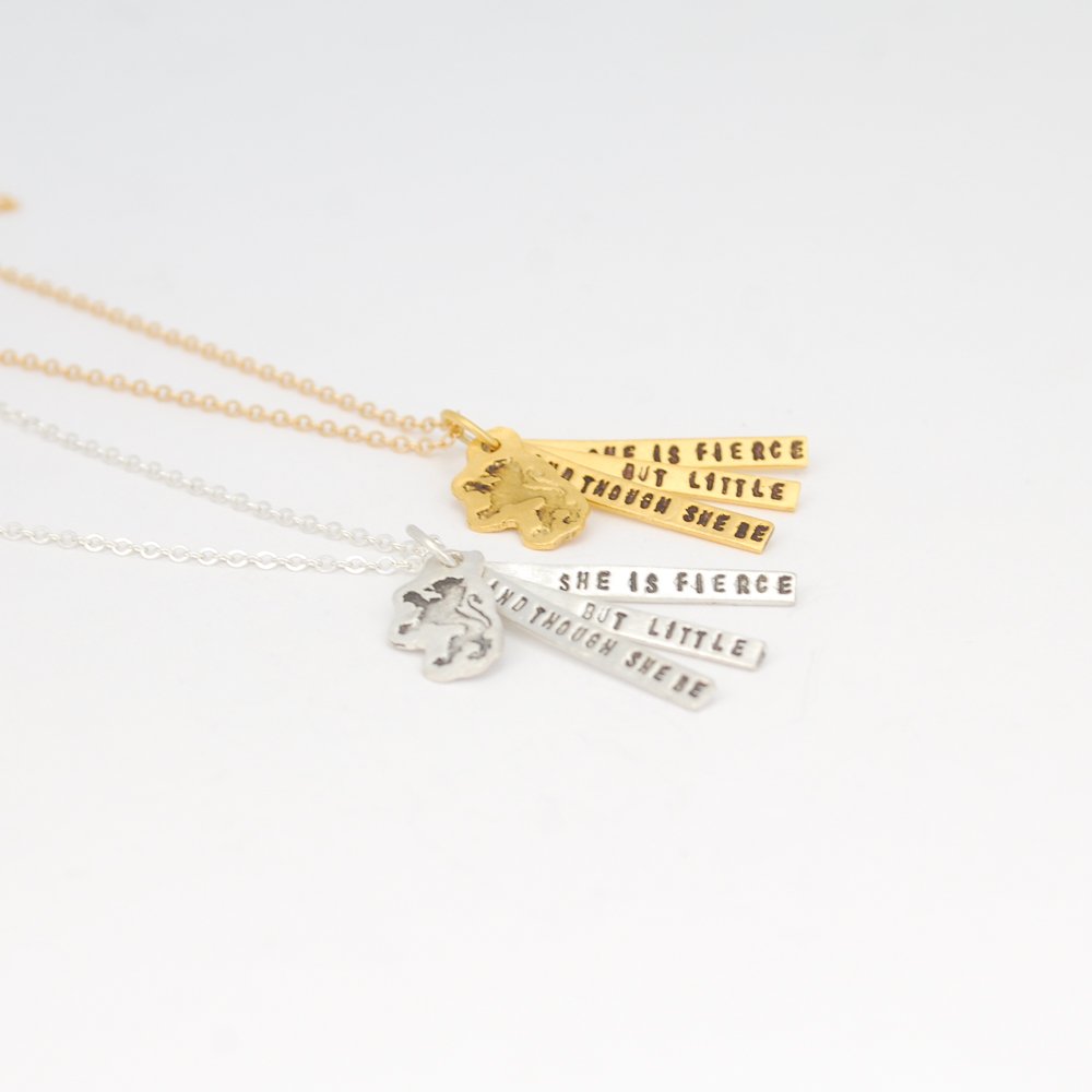And though she be but little she is fierce - Shakespeare quote necklace