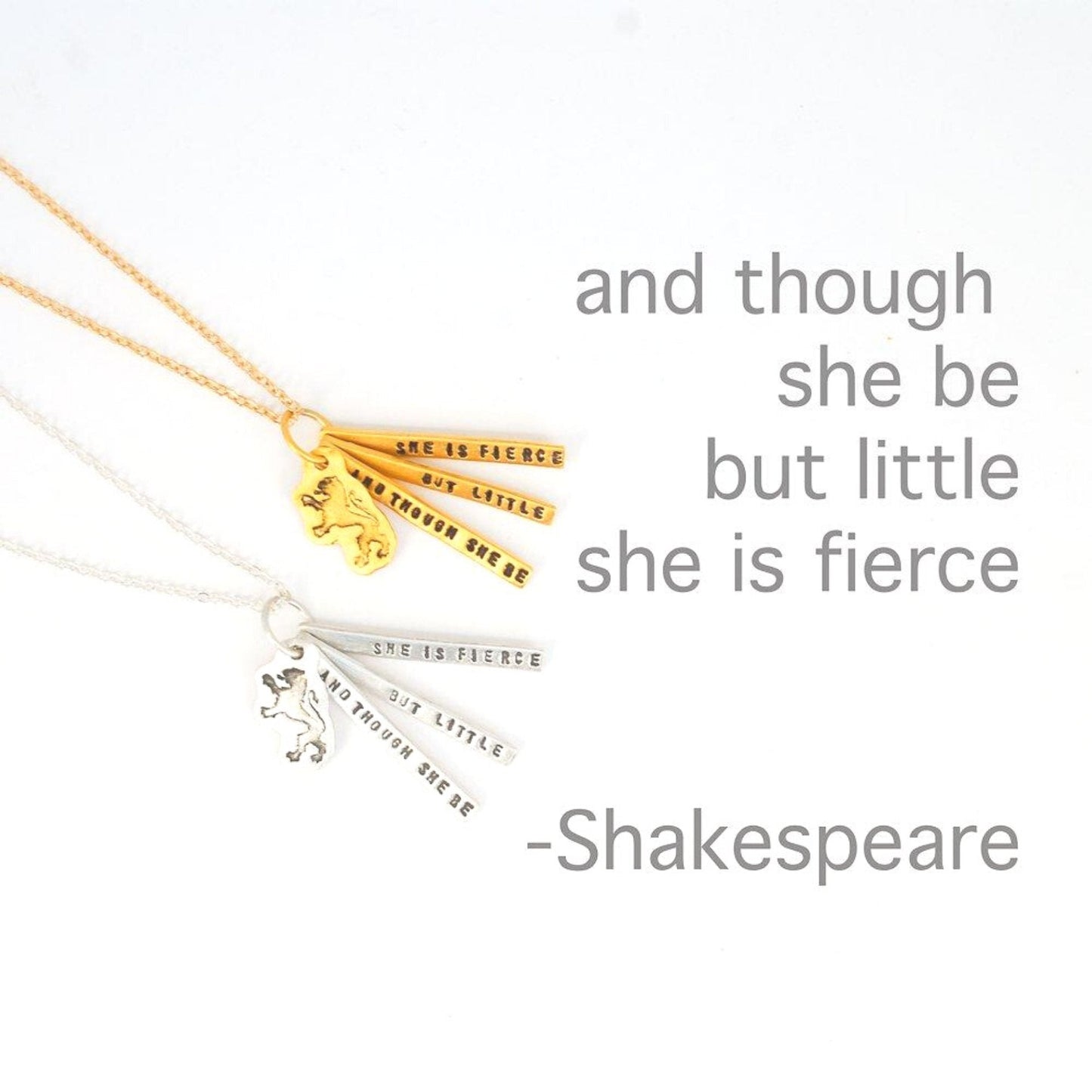 And though she be but little she is fierce - Shakespeare quote necklace