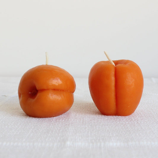 Apricot Beeswax Candle Pair
