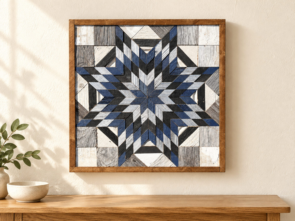 Amish-Made Barn Quilt | Reclaimed Wood | 20.75 × 20.75 in