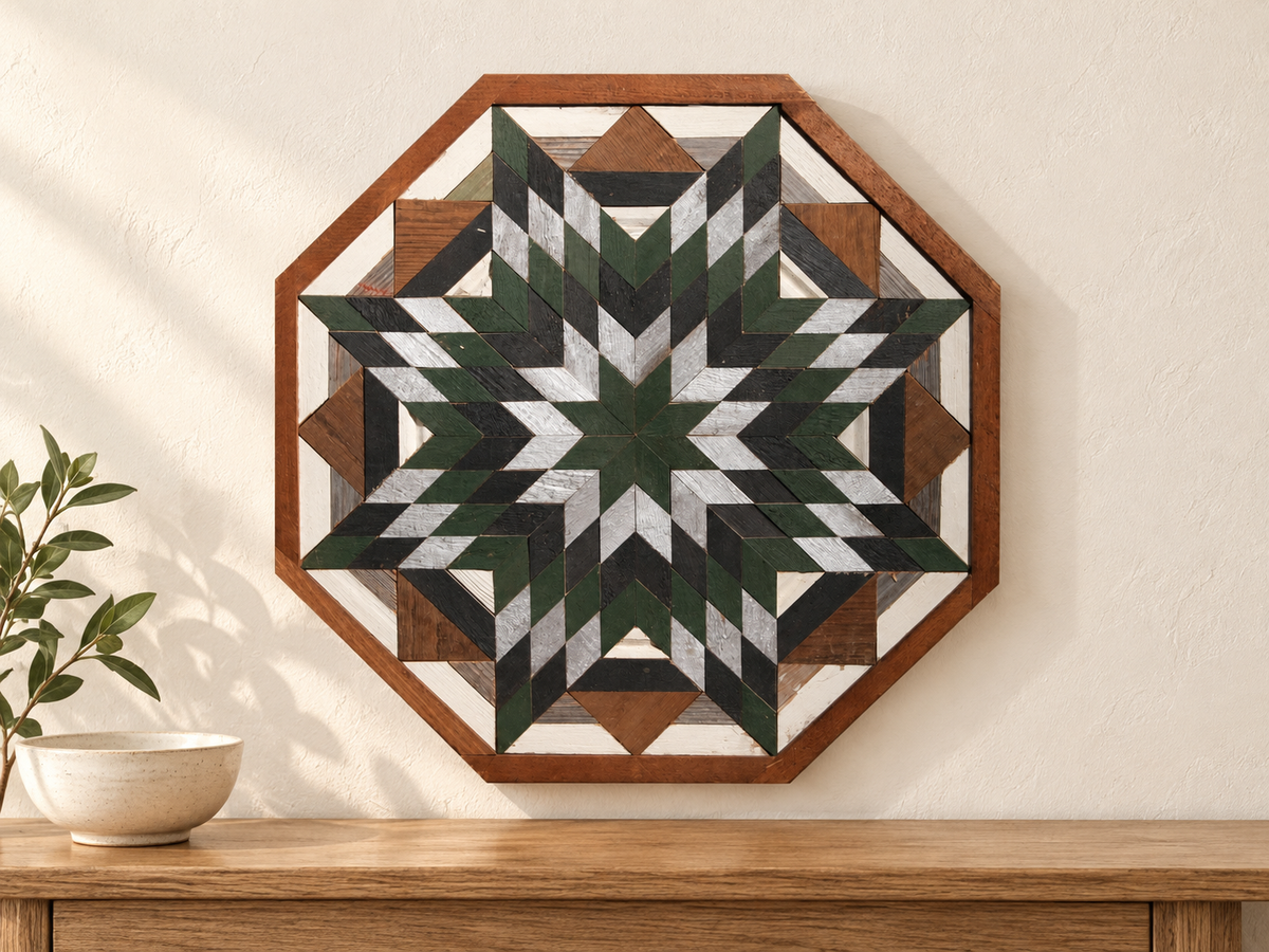 Amish-Made Barn Quilt | Reclaimed Wood | 20.75 × 20.75 in