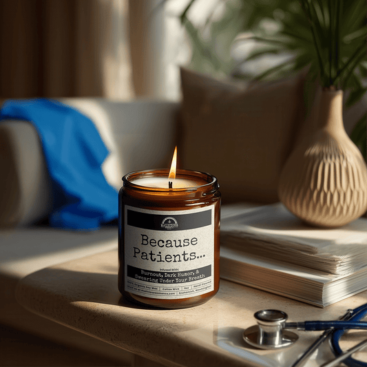 Because Patients... | Scent: Verbena Sandalwood | 9oz Work Candle | Malicious Women Co