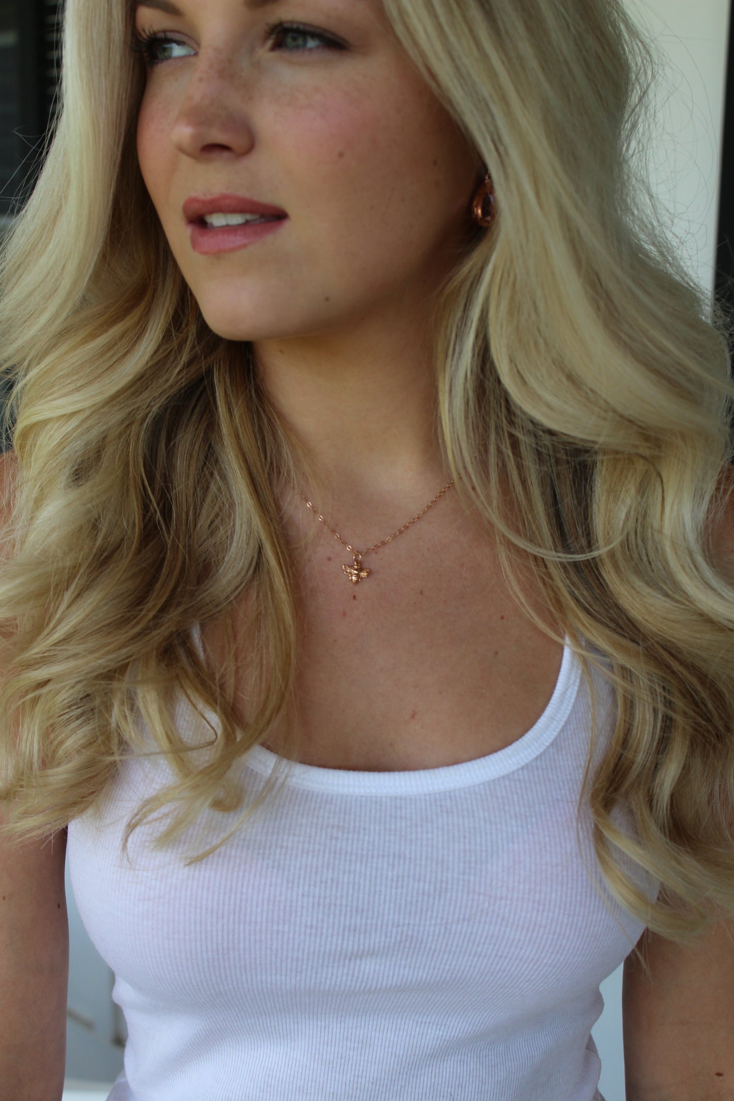 Gold Filled Bumble Bee Necklace – Gold Bee Charm on 18” Cable Chain