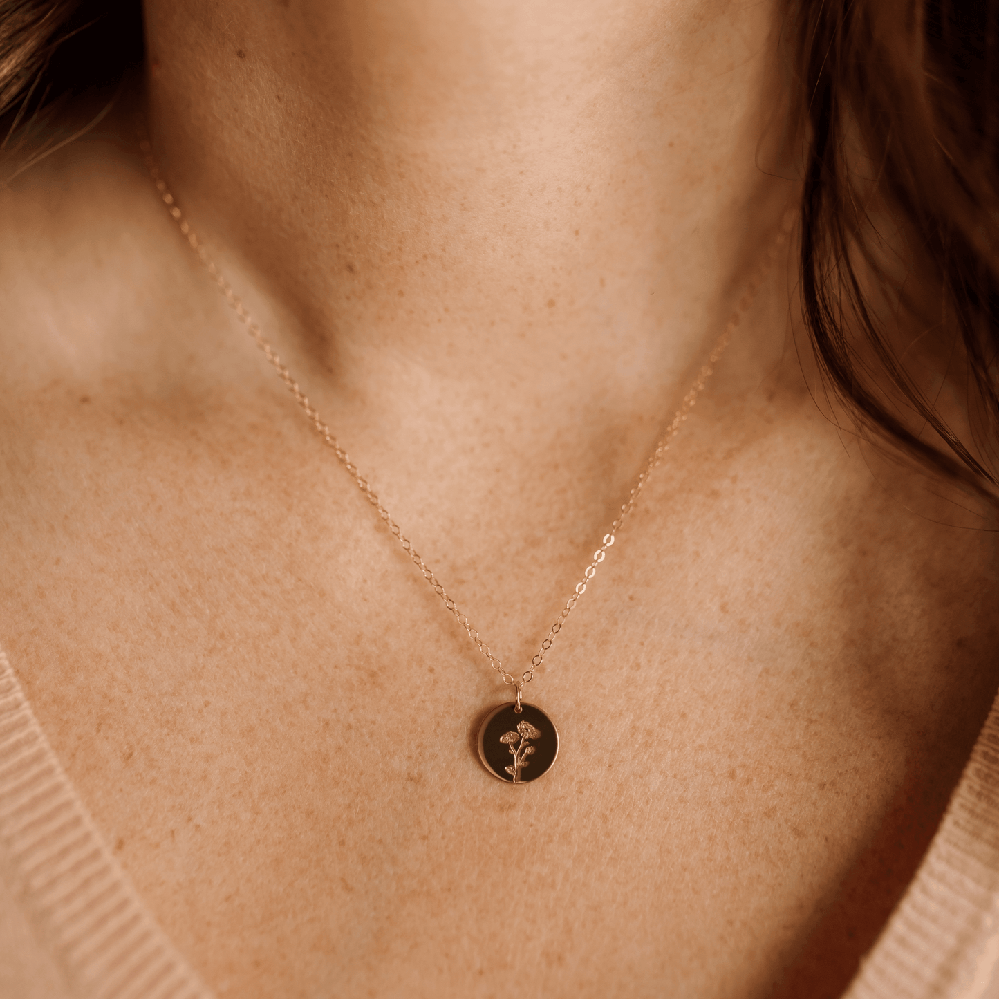 January Birth Flower Necklace • Snowdrop