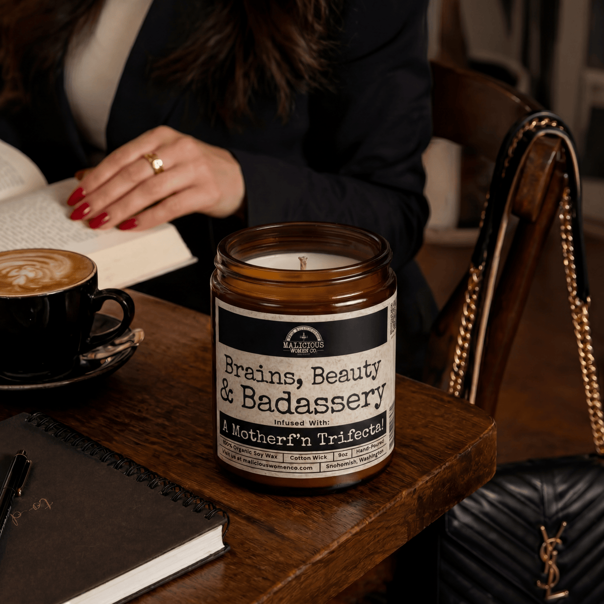 Brains Beauty Badassery | 9oz Funny Candle | Malicious Women Co