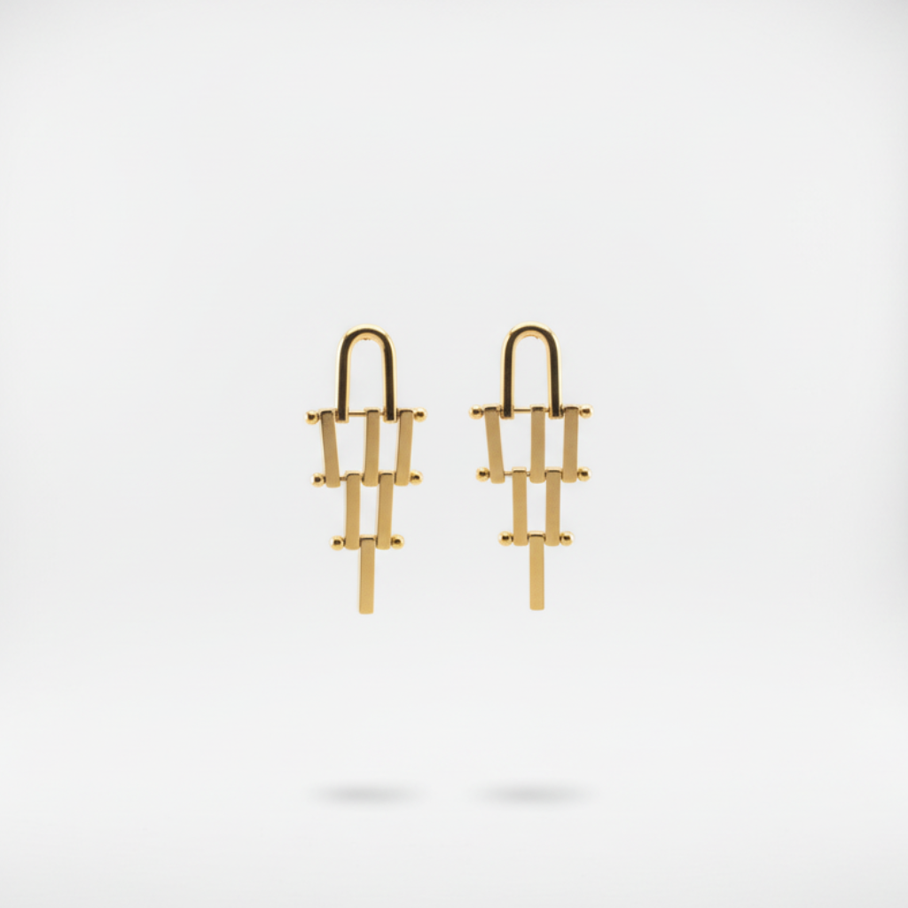 Brass Interlocked Dangle Earrings