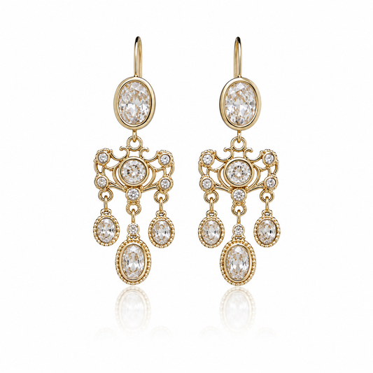 Oval Chandelier Bridal Earrings