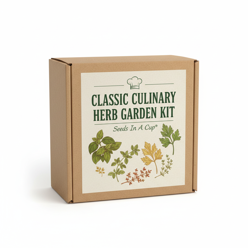 Classic Culinary Herb Garden Kit | Basil, Oregano, Parsley & Thyme | Seeds In A Cup®