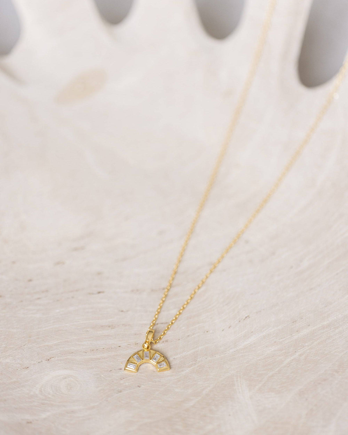 Gold Crystal Rainbow Necklace