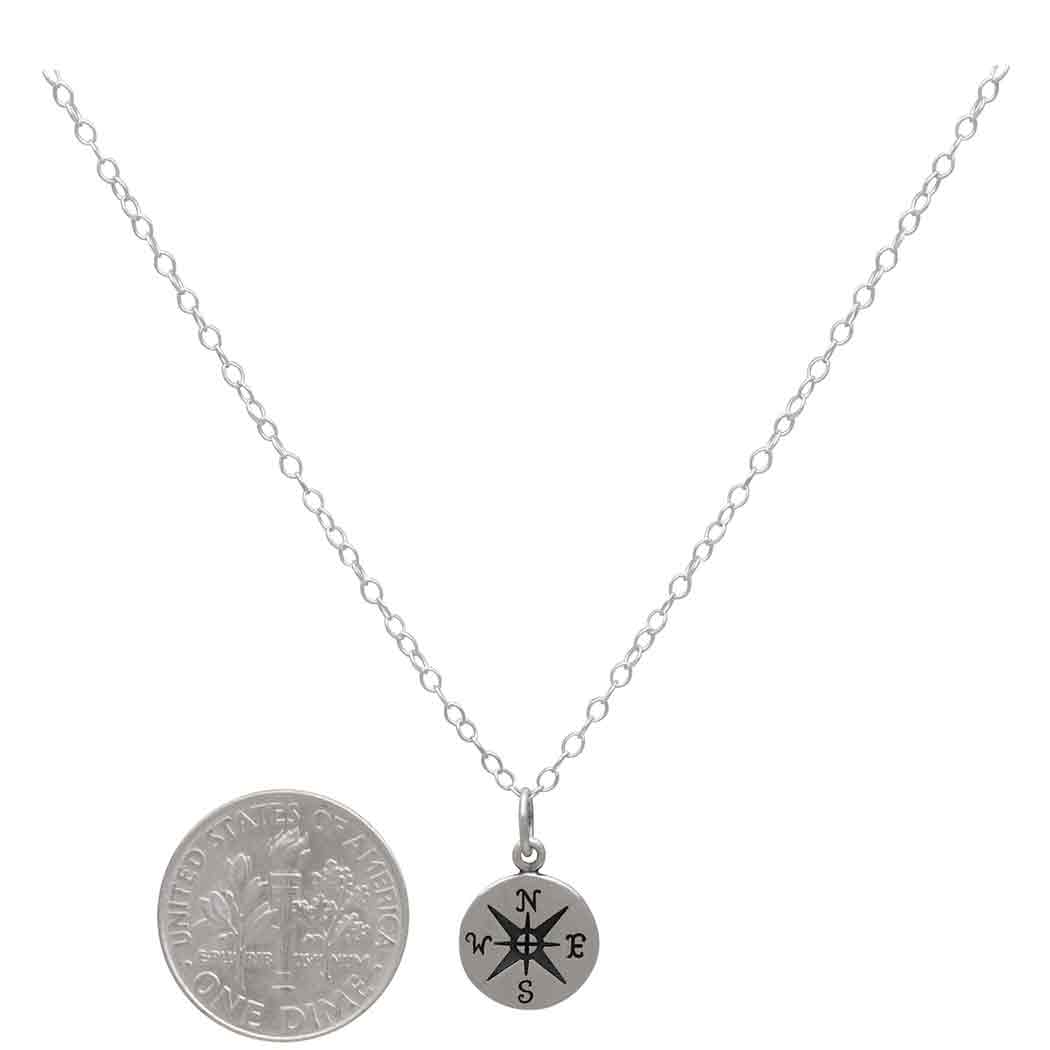 Sterling Silver Compass Necklace