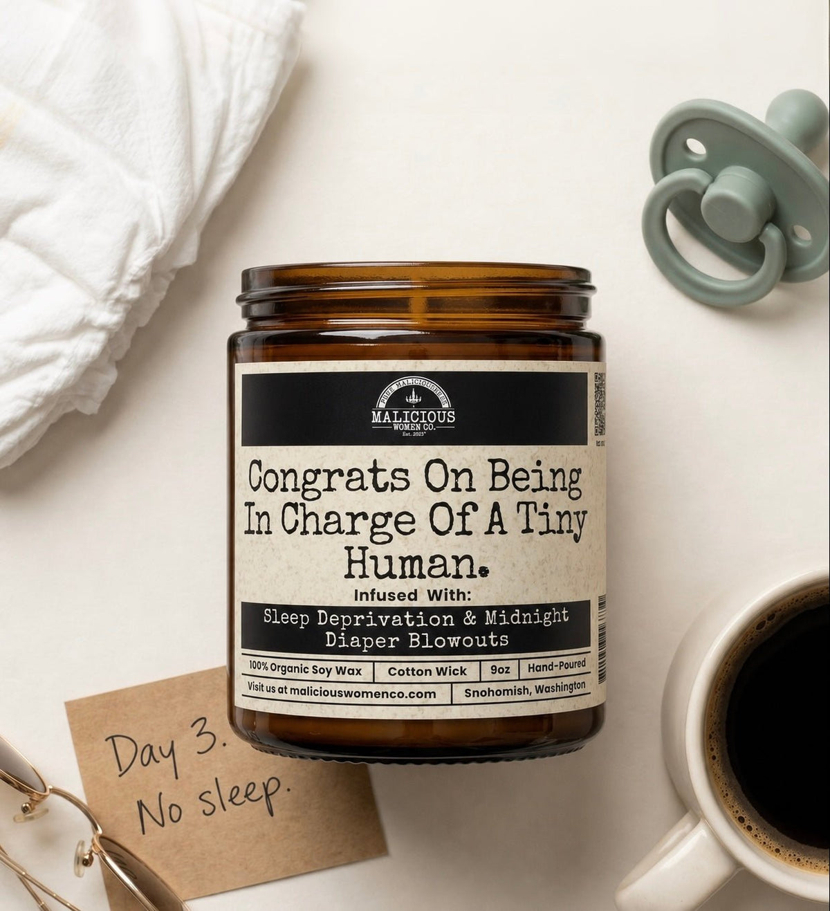 Congrats On Being In Charge Of A Tiny Human | 9oz Family Candle | Malicious Women Co