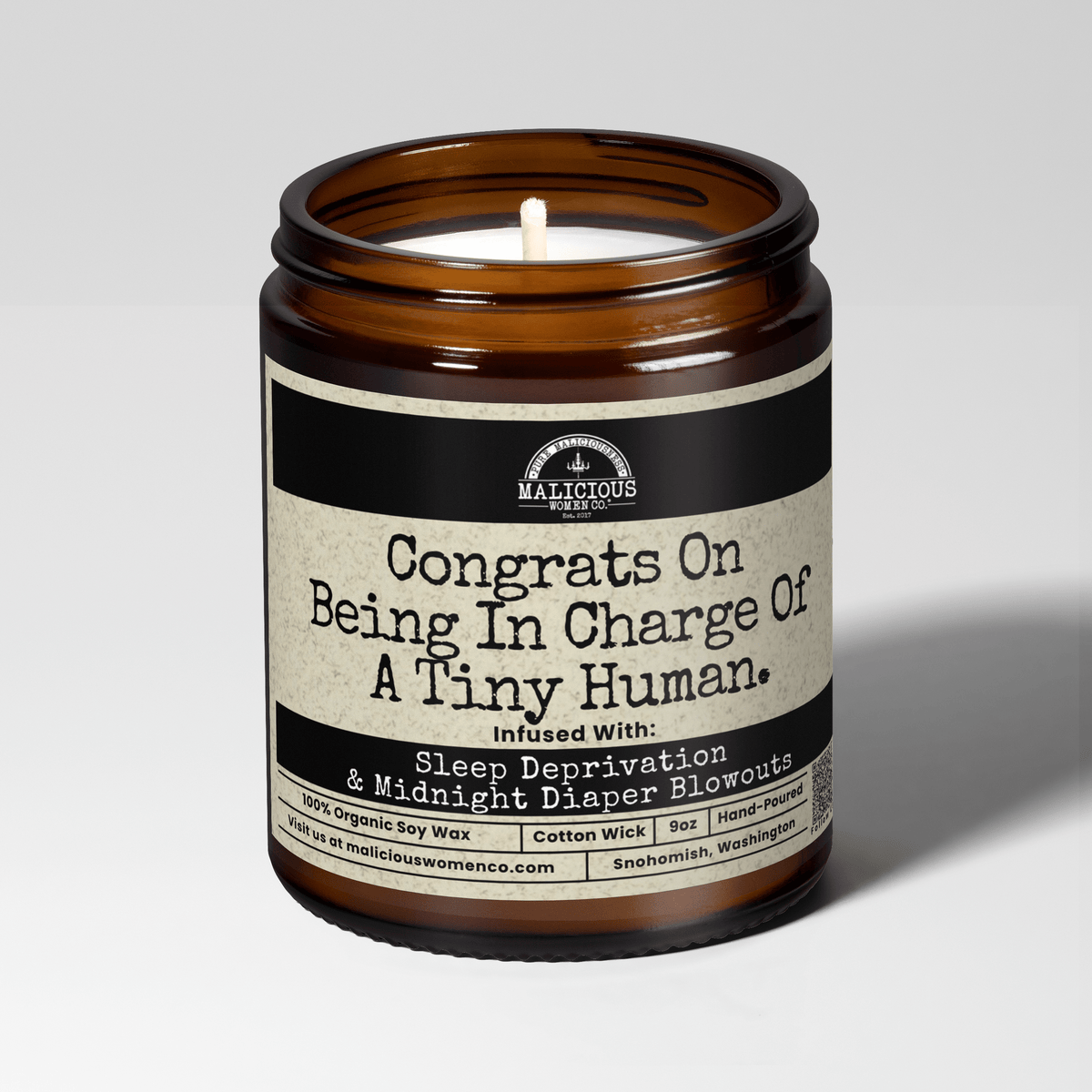 Congrats On Being In Charge Of A Tiny Human | 9oz Family Candle | Malicious Women Co
