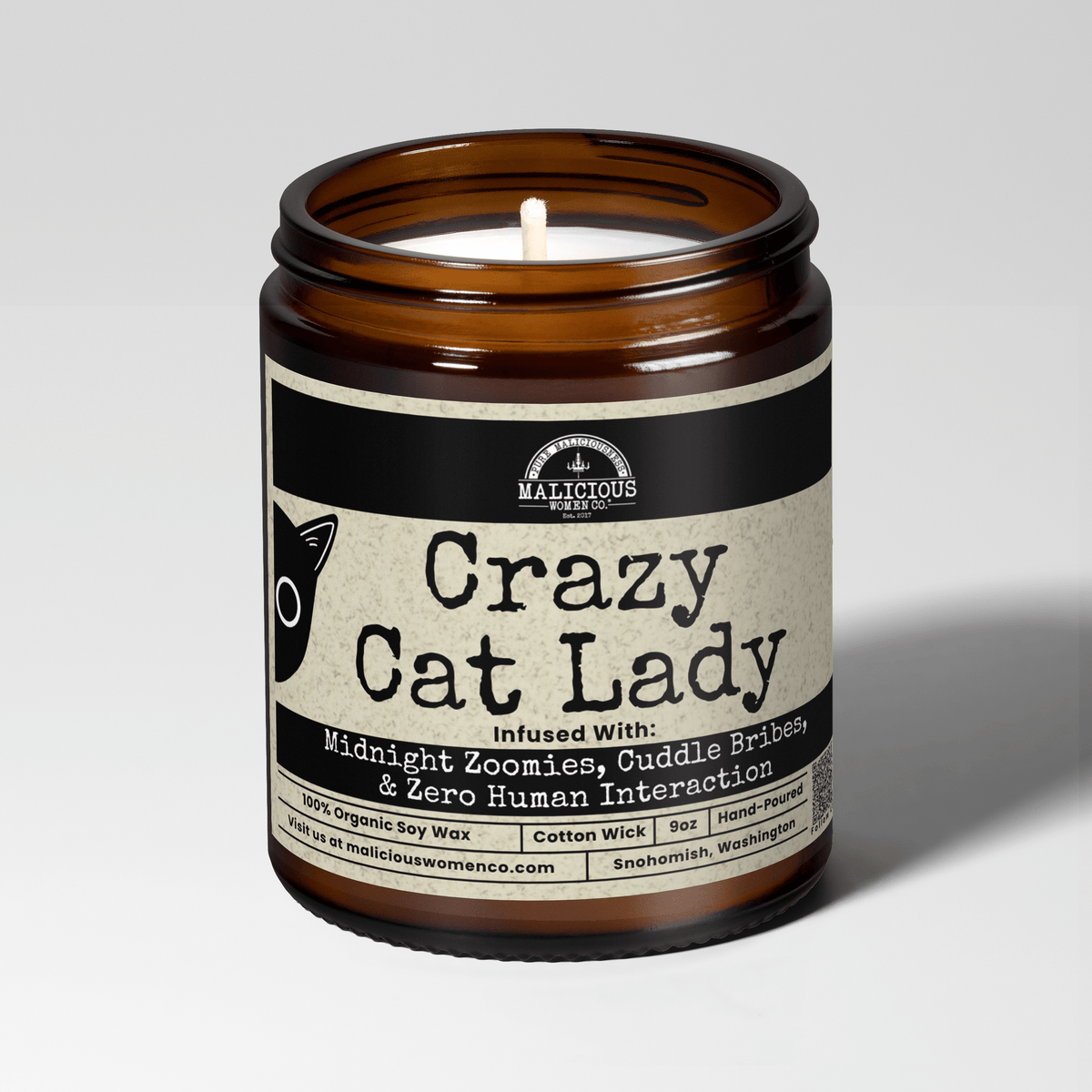 Crazy Cat Lady | 9oz Funny Candle | Malicious Women Co