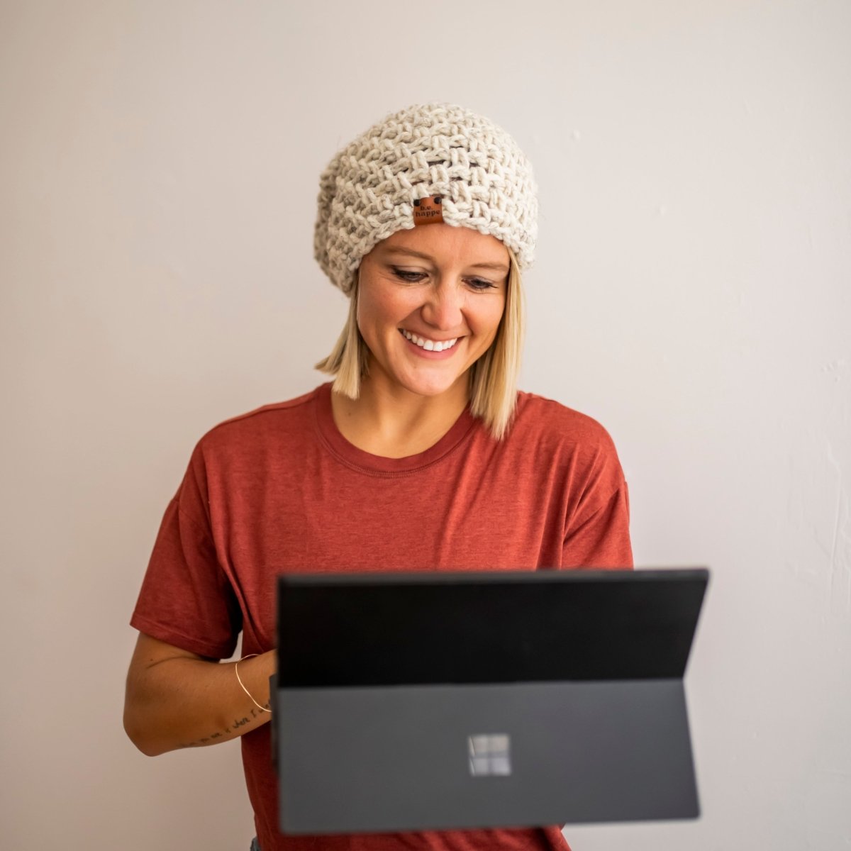 Crochet Slouch Hat | Neutral Slouchy Beanie