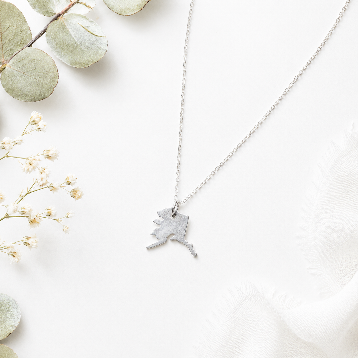 Tiny Alaska Necklace | Sterling Silver Alaska Charm Necklace