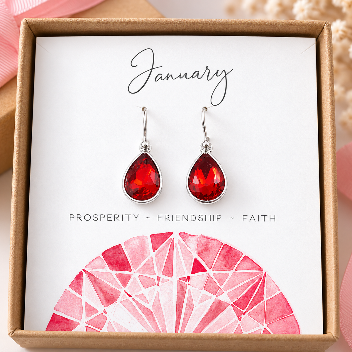 January Birthstone Earrings – Sterling Silver