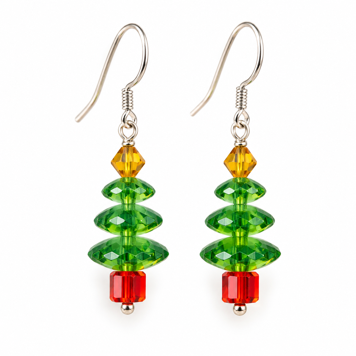 Swarovski Crystal Christmas Tree Earrings – Sterling Silver