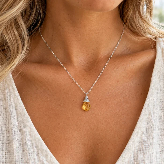 Bee & Drop of Honey – Citrine Necklace