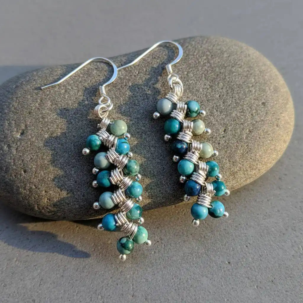 Seen On Jane The Virgin Silver Turquoise Wire Coil Earrings