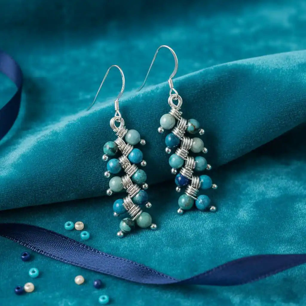 Seen On Jane The Virgin Silver Turquoise Wire Coil Earrings