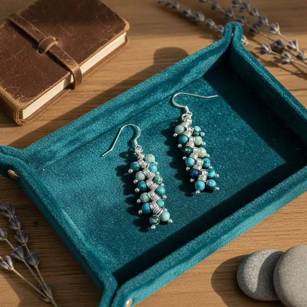 Seen On Jane The Virgin Silver Turquoise Wire Coil Earrings
