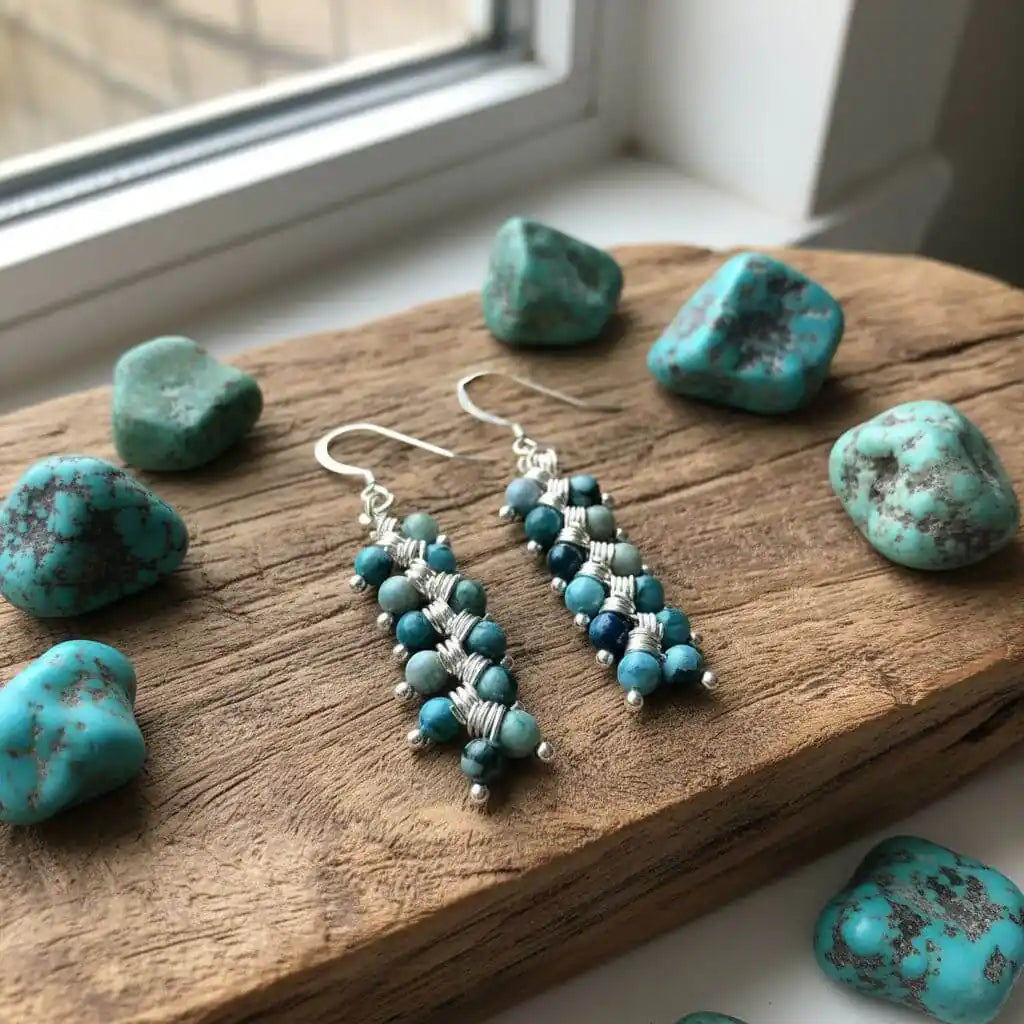 Seen On Jane The Virgin Silver Turquoise Wire Coil Earrings