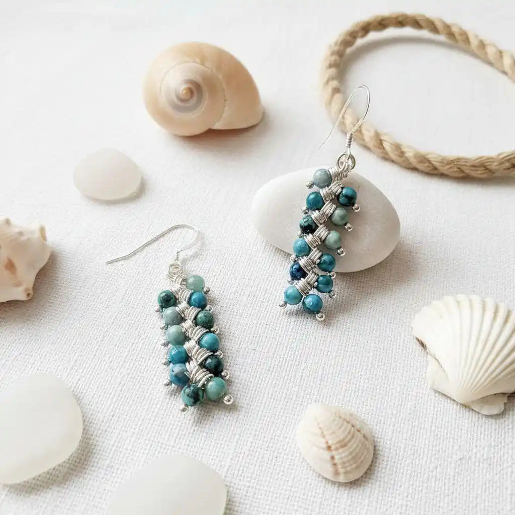 Seen On Jane The Virgin Silver Turquoise Wire Coil Earrings