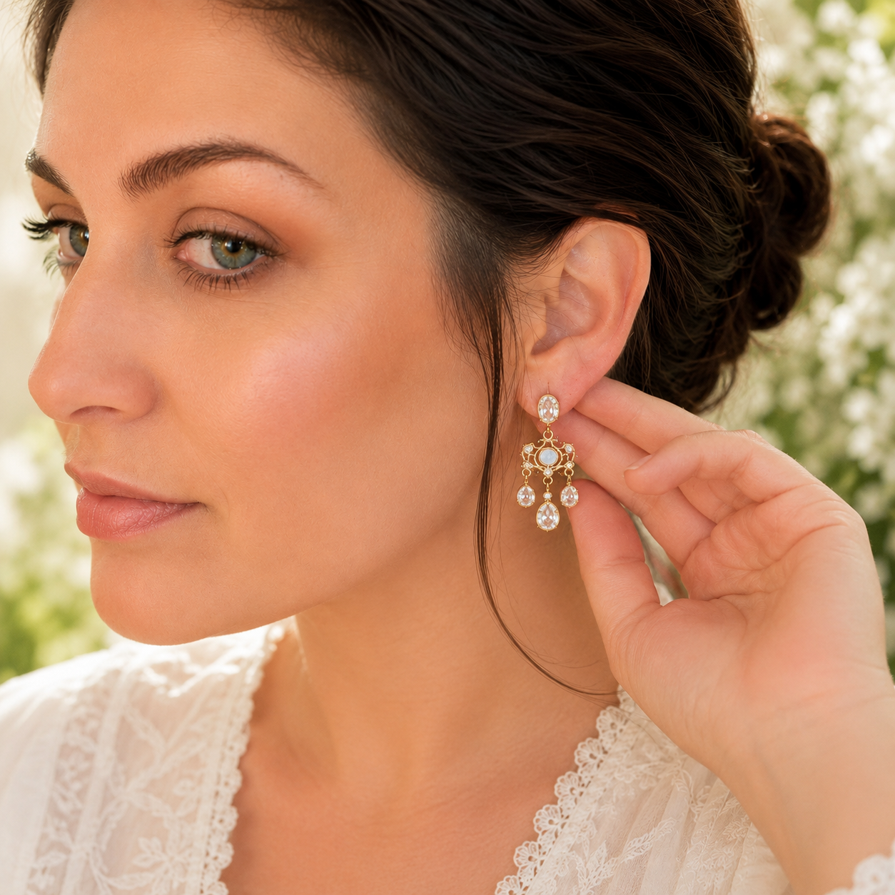 Oval Chandelier Bridal Earrings
