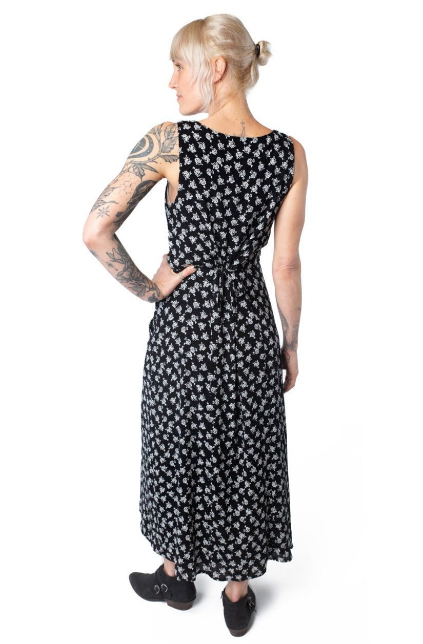 Rhiannon Dress in Black Rose Crepe