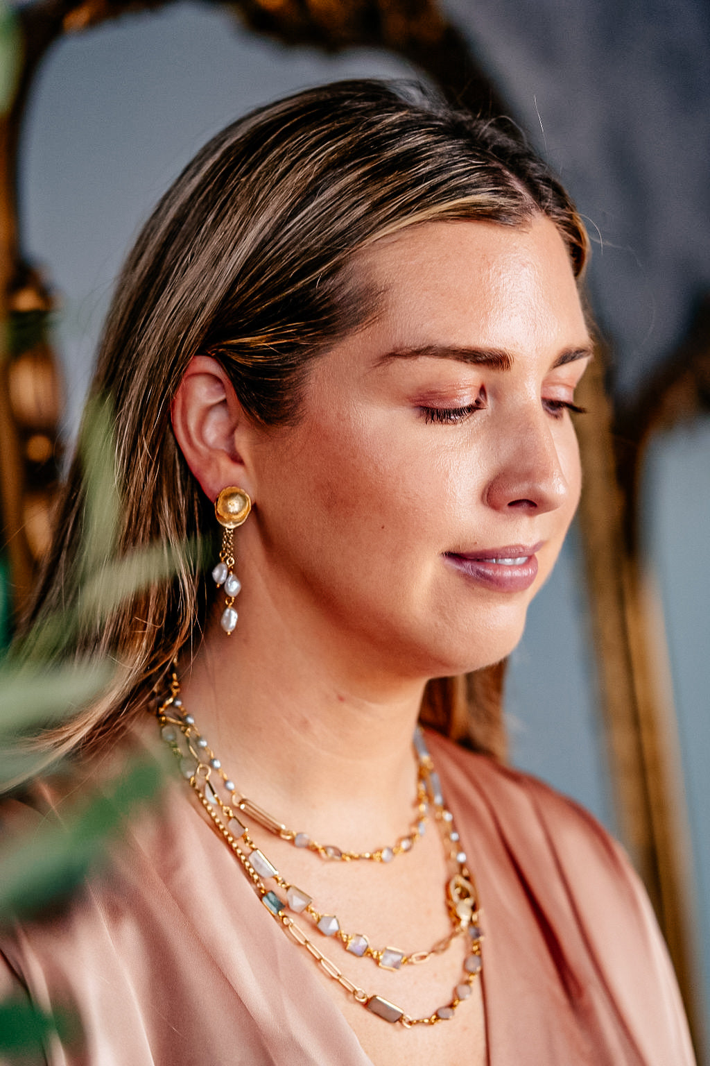 Three Strand Rice Baroque Earring