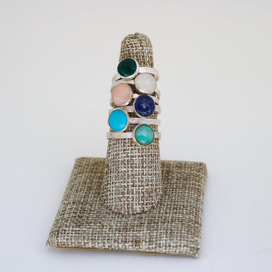 Gemstone Stacking Rings - Opal, Chrysoprase, Lapis, Malachite or Moonstone