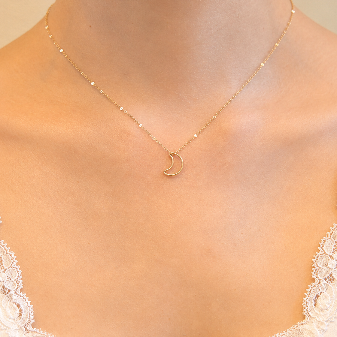 Crescent Moon Necklace with Swarovski Clasp