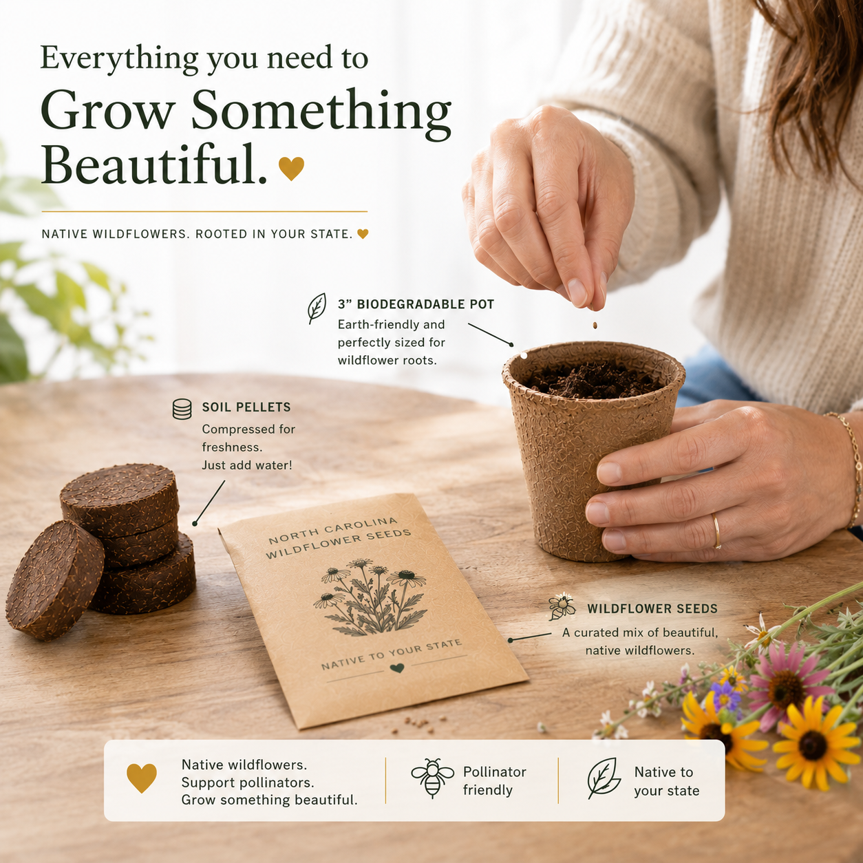 Utah White Cosmos Wildflower Grow Kit