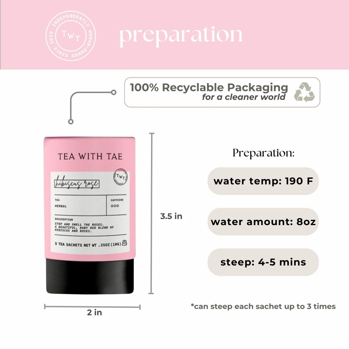 Hibiscus Rose Mini Tea Tube (5 tea bags)