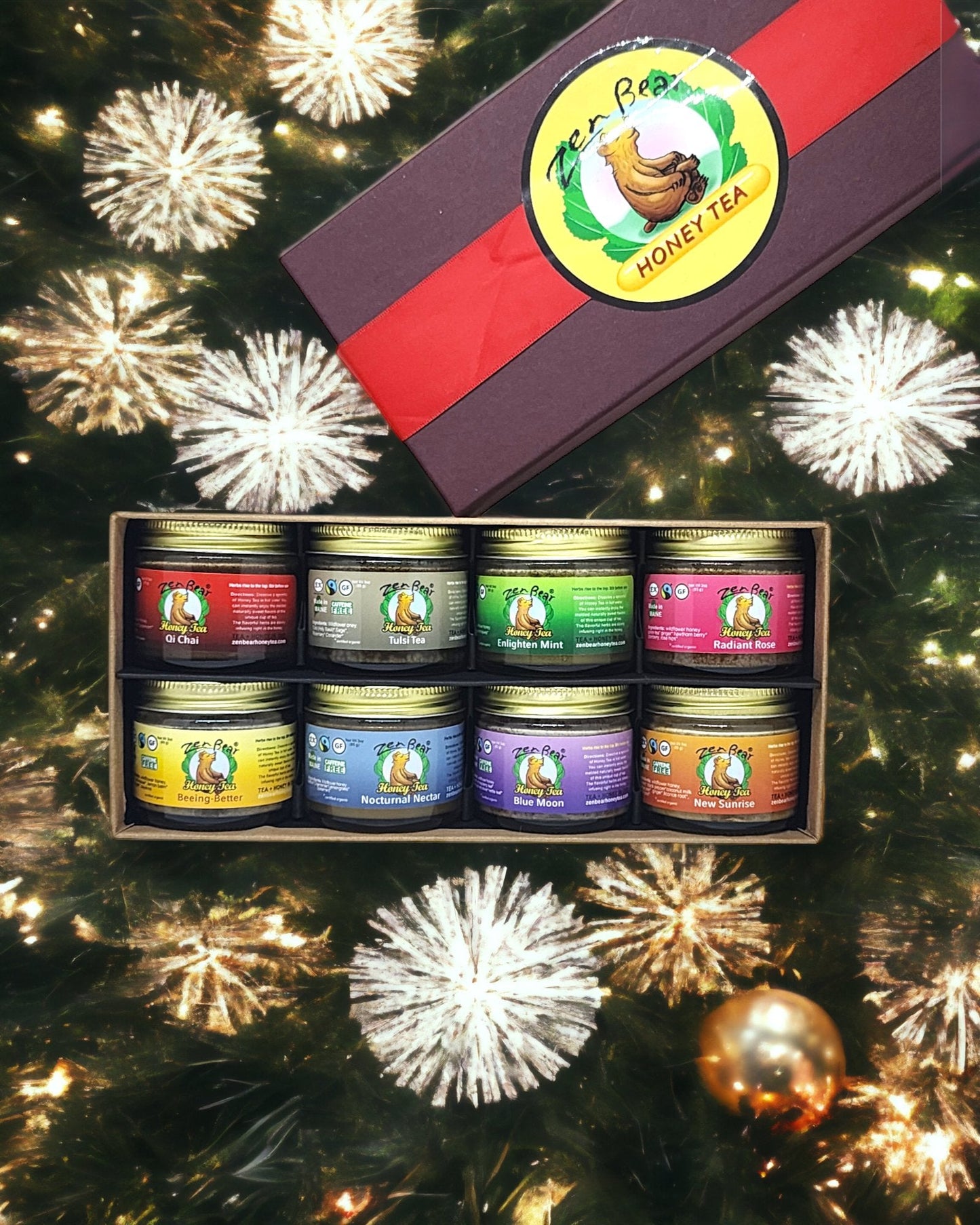 Zen Bear's Honey Tea Sampler – 8 Natural Blends in a Gift-Ready Box