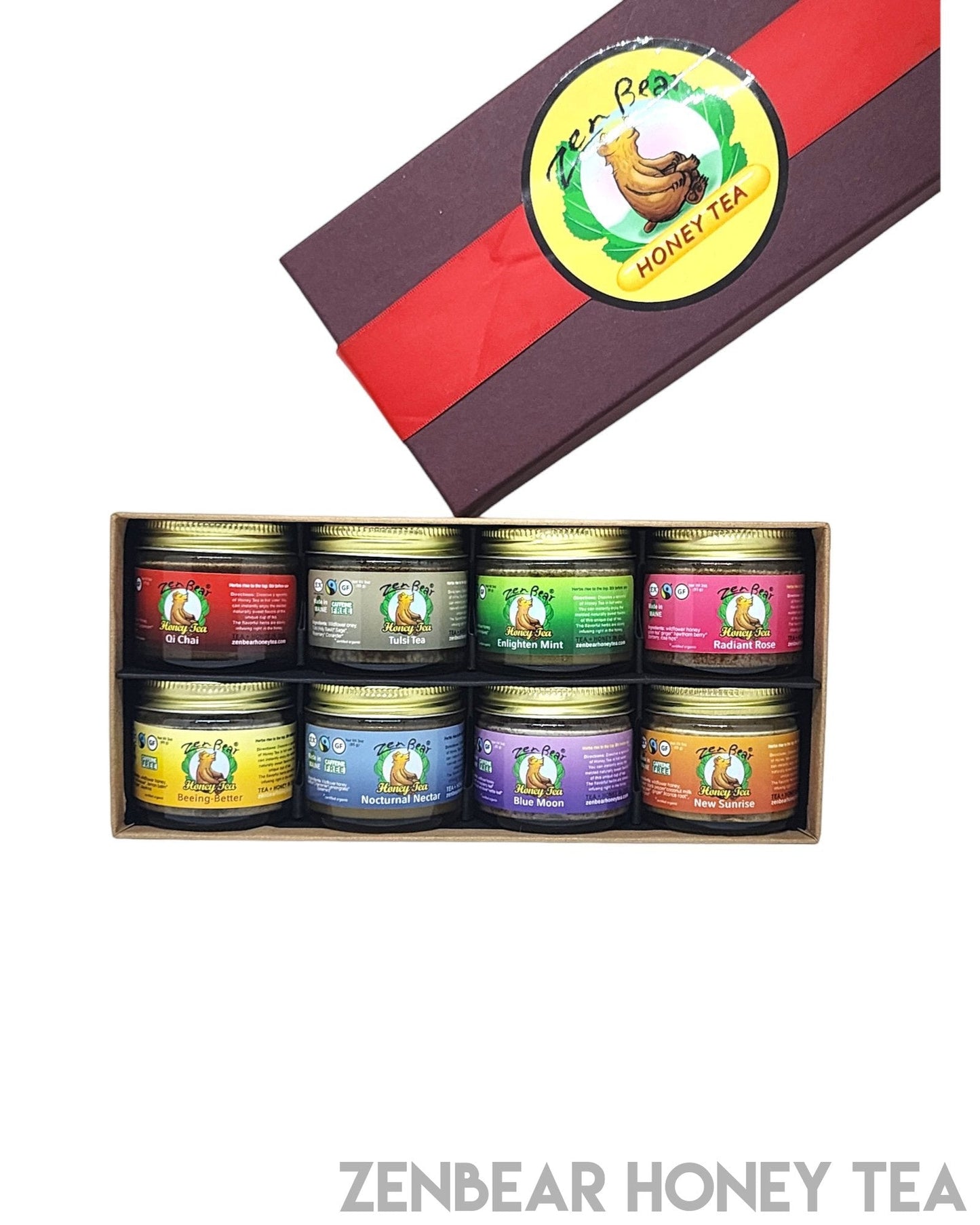 Zen Bear's Honey Tea Sampler – 8 Natural Blends in a Gift-Ready Box