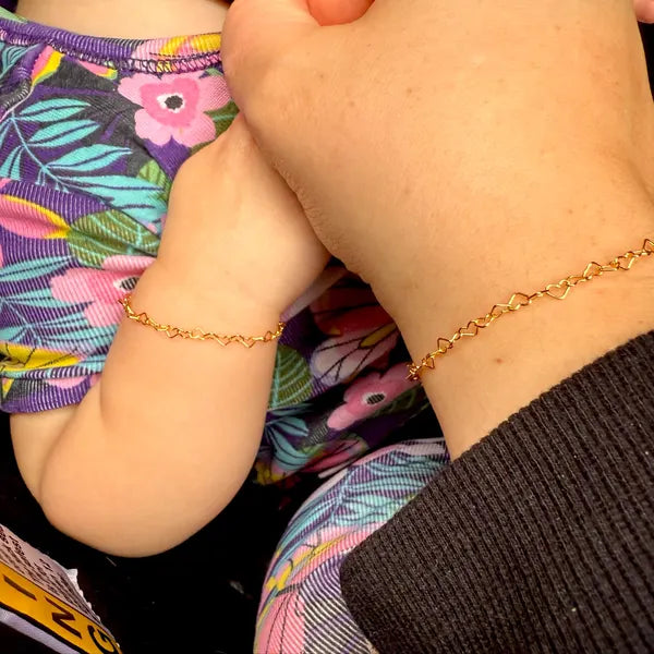 Mommy & Me Heart Bracelet Set – 14k Gold Filled