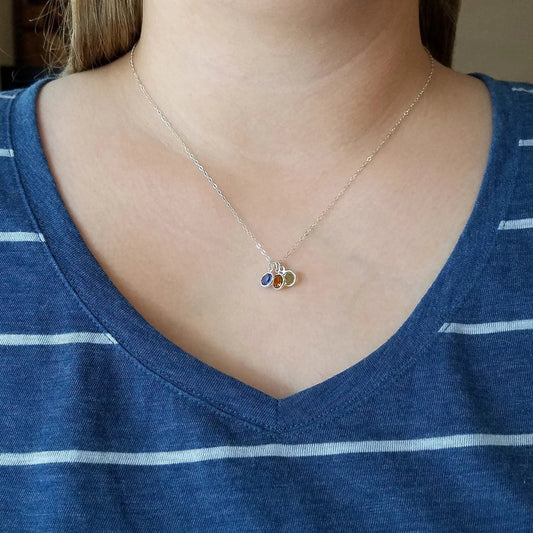 Custom Swarovski Birthstone Necklace – Sterling Silver, 18" Chain