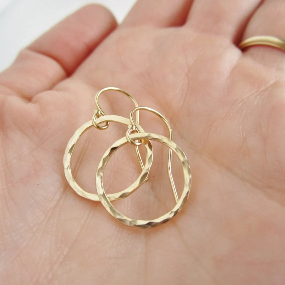 Hammered Hoop Earrings – 16mm Gold Filled or Sterling Silver