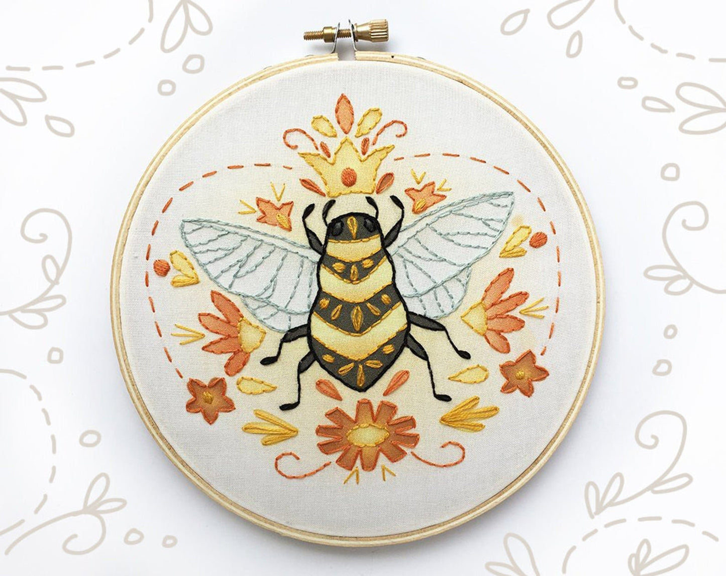 Queen Bee Beginner hand embroidery Complete Kit