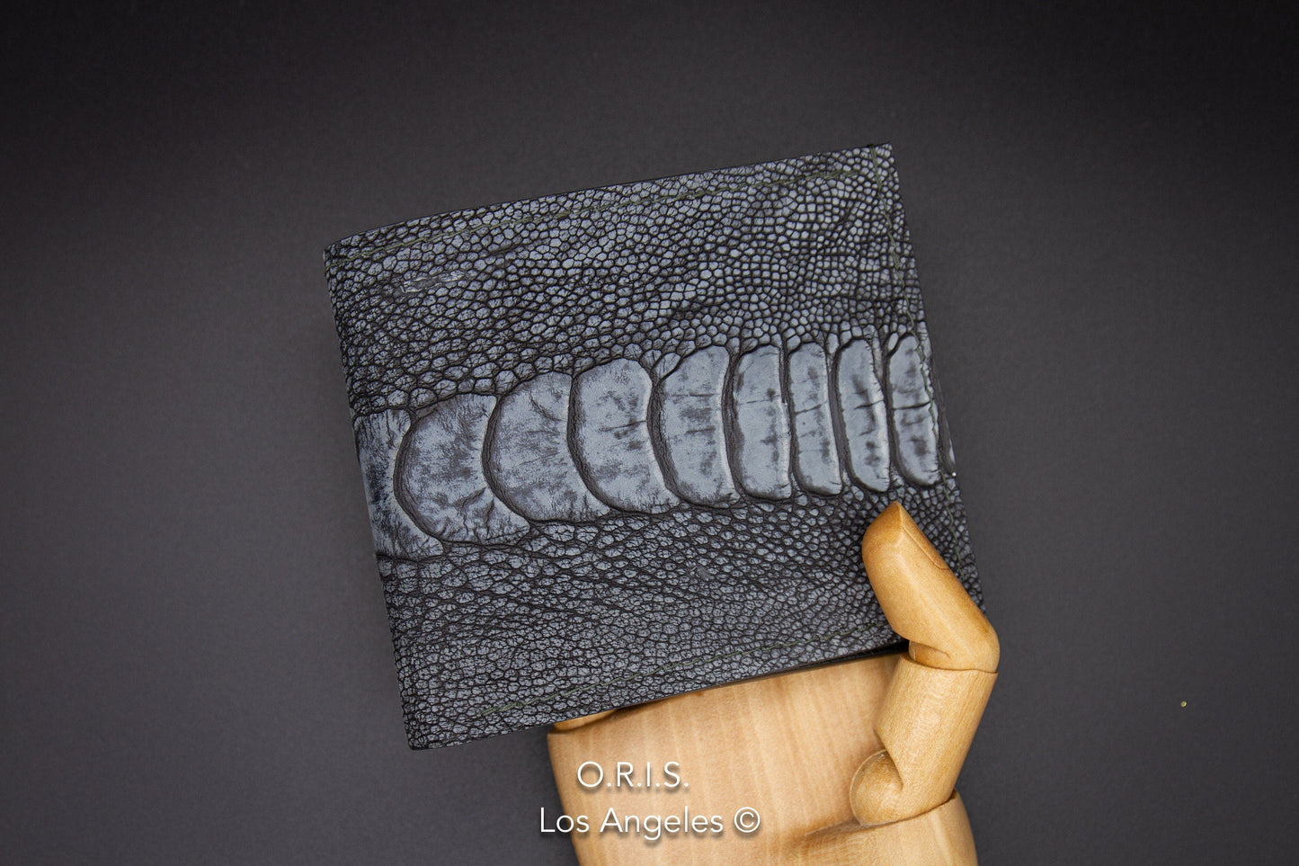 Ostrich Wallet for Men - Nubuck Charcoal